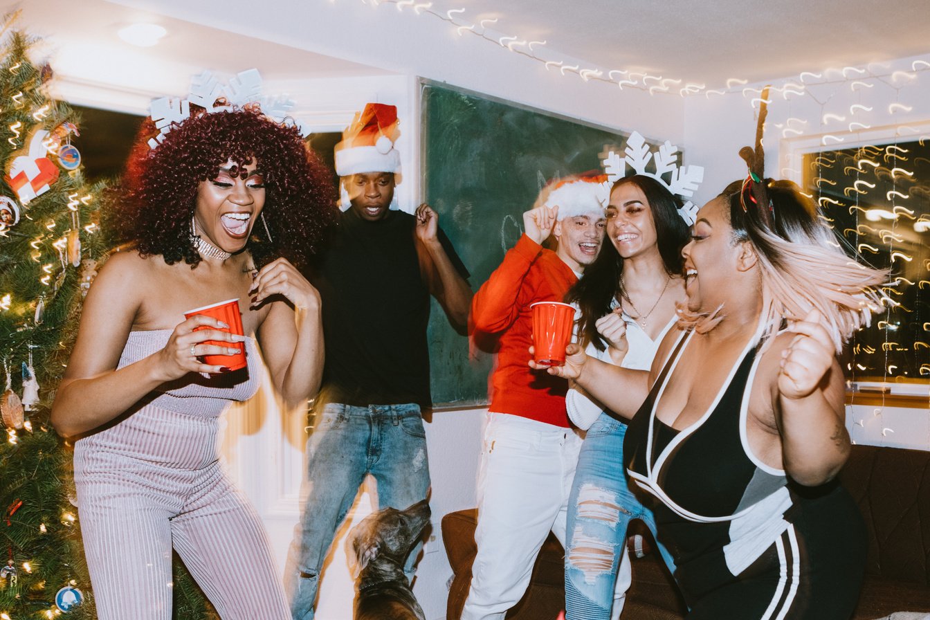 Generation Z Friends Christmas Dance Party